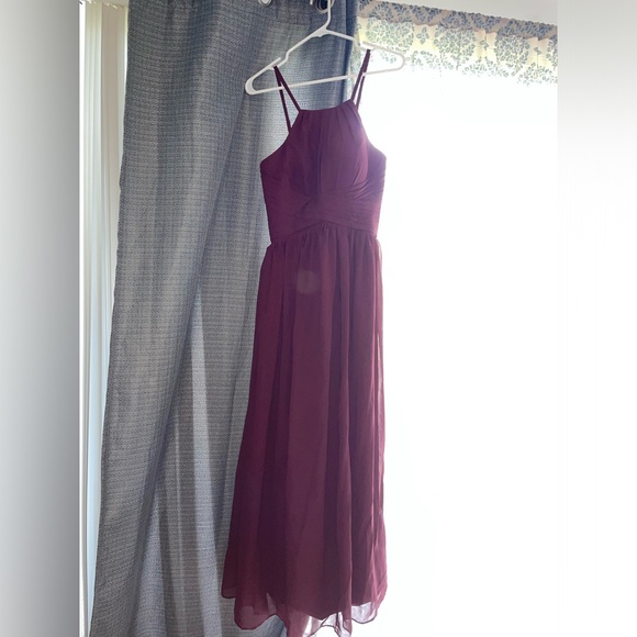 A-line chiffon halter bridesmaid dress with corset lace up back - Picture 6 of 7